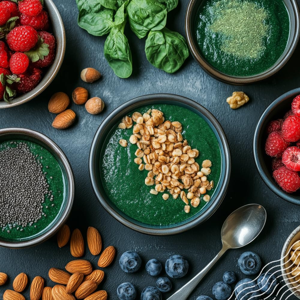 NaturaleBio Alga Spirulina Biologica in Polvere 200g. Bio, Naturale e Pura, Coltivata nelle regioni Tropicali dell'Asia. Ideale in Bevande, frullati o per Ricette. Adatta a Vegetariani e Vegani.