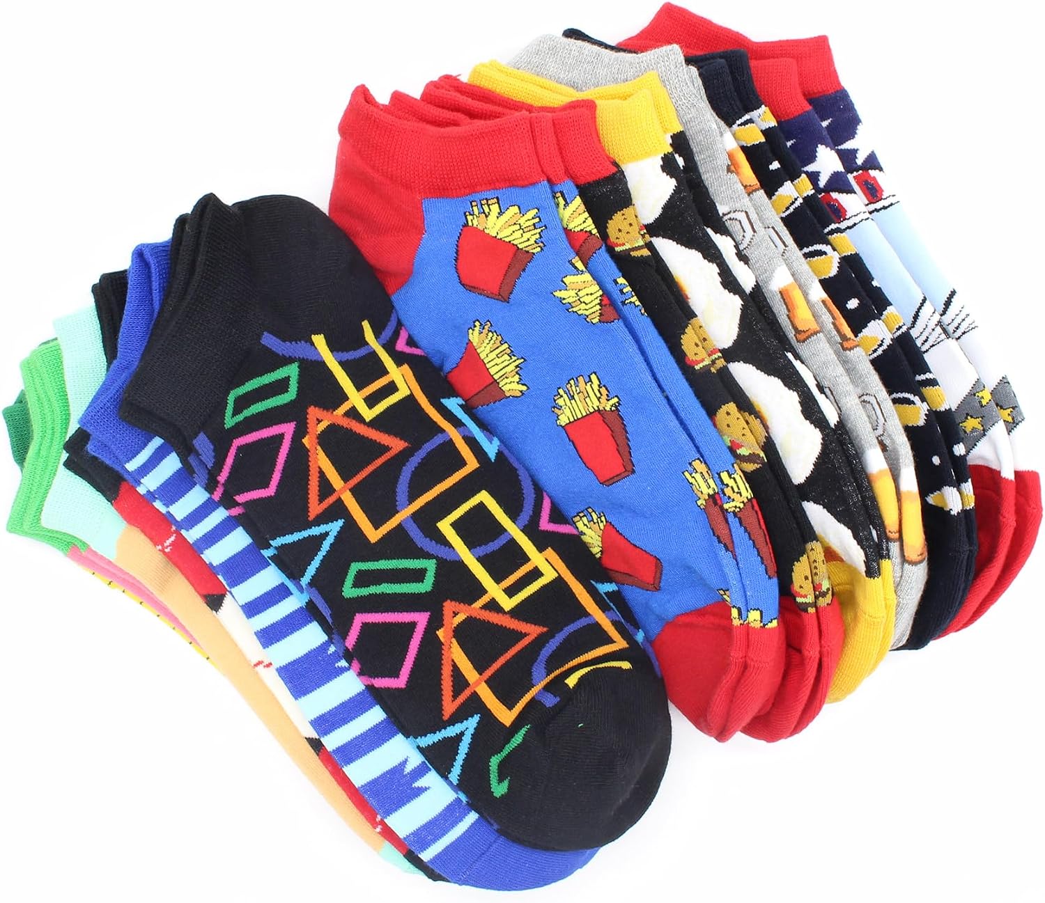 GLCMXMART Mens Fun Ankle Socks,Crazy Funny Cool Funky Colorful Novelty Silly Graphic Patterned Socks Gift for Men