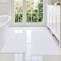 Vista 124 de Smiry - Juego de alfombras de baño de 2 piezas, suaves, absorbentes, de felpilla, lavables a máquina, antideslizantes, para bañera, ducha y piso Gris