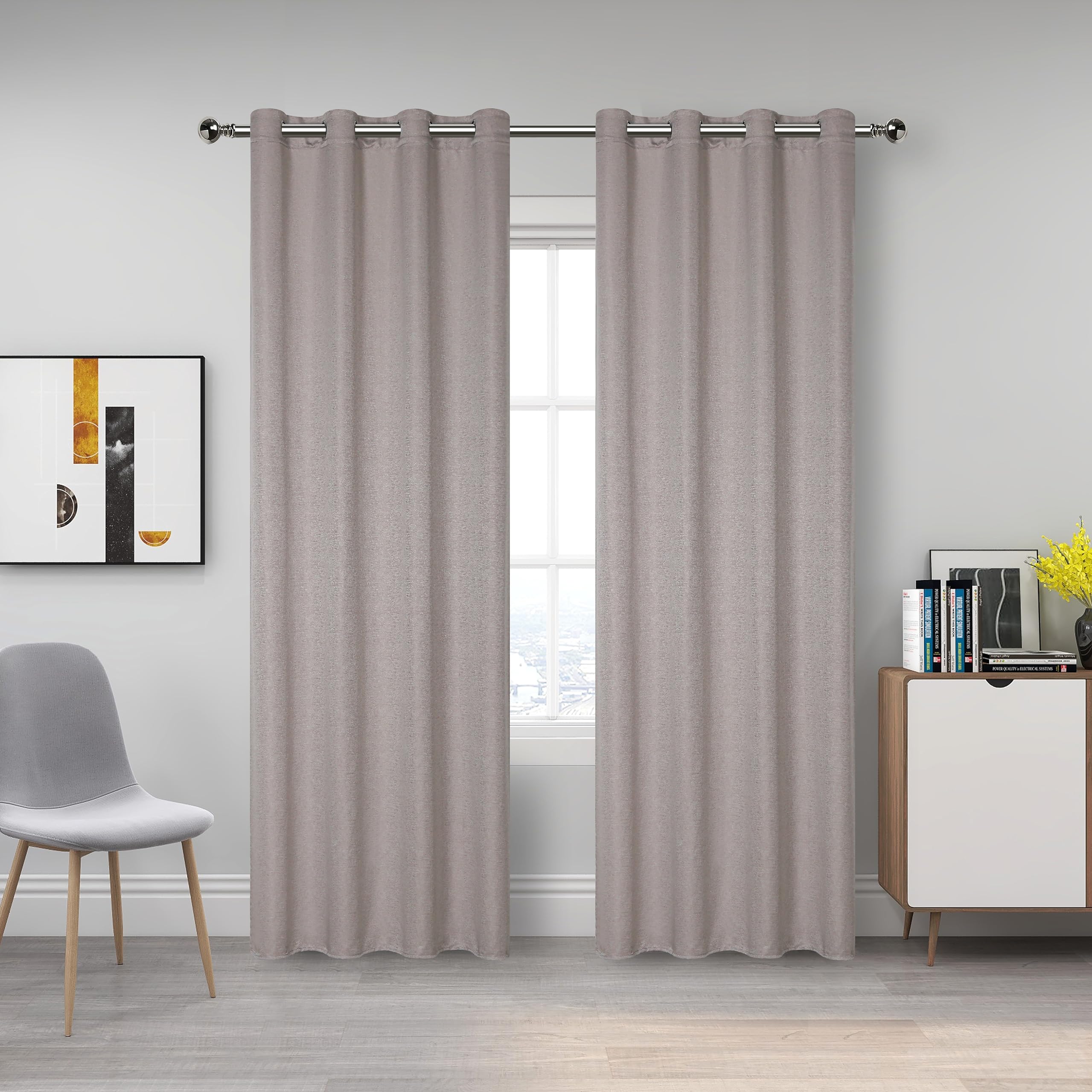 Miracle Home. Moderne und Elegante 2-teilige Vorhänge (EIN Stück im Lieferumfang enthalten) für Wohnzimmer und Schlafzimmer mit Ösen. Madreselva. 300cm (breit) x 260cm (hoch). Grau