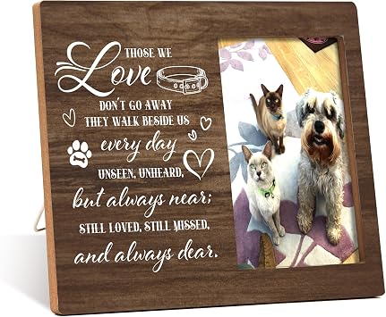 Pet Memorial Photo Frame - Those We Love - In Loving Memory Frame - Sympathy Gift For Pet Owner -Wooden Tabletop Picture Frame