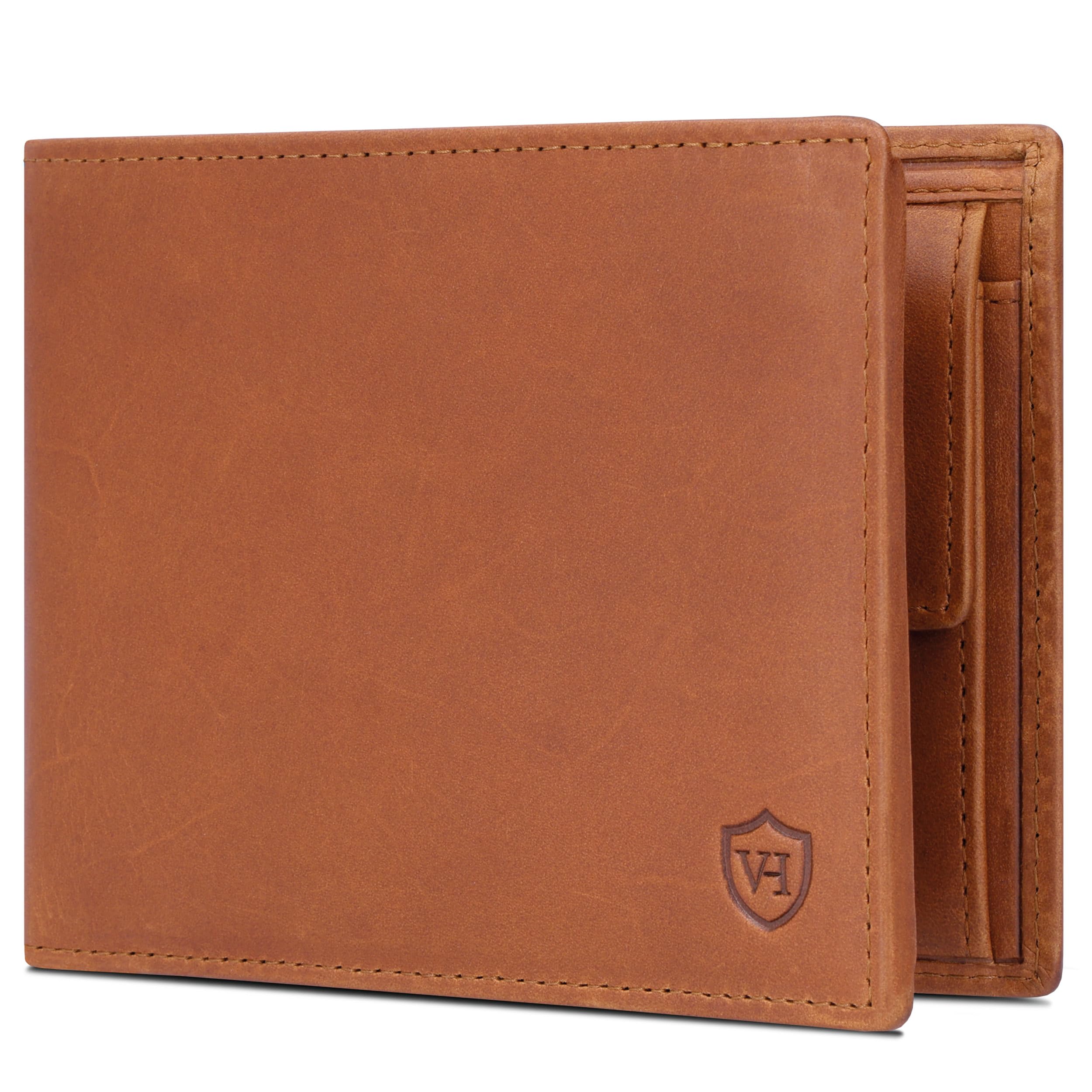 VON HEESEN Portefeuille en cuir avec protection RFID | Porte-monnaie en cuir véritable pour femmes et hommes | Portefeuille en cuir Portemonnaie, Querformat