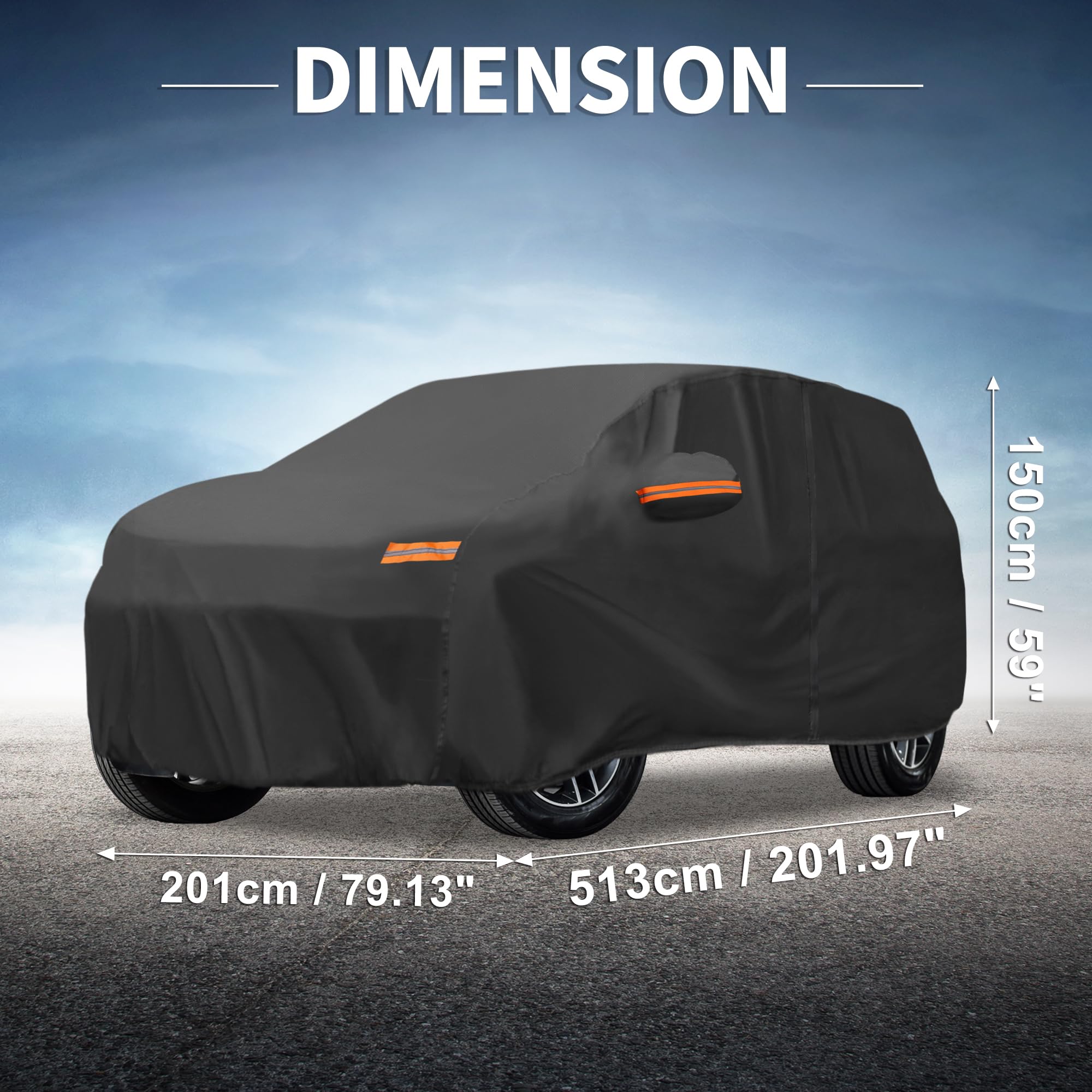 X AUTOHAUX Car Cover Outdoor Waterproof Sun Rain Snow Hail Protection with Left Side Door Zipper 210D-PU for — view 8