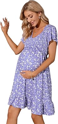 Coolmee Womens Maternity Short Sleeve Ruffle Dress V Bermuda | Ubuy Coolmee Womens Maternity Short Sleeve Ruffle Dress V Bermuda | Ubuy