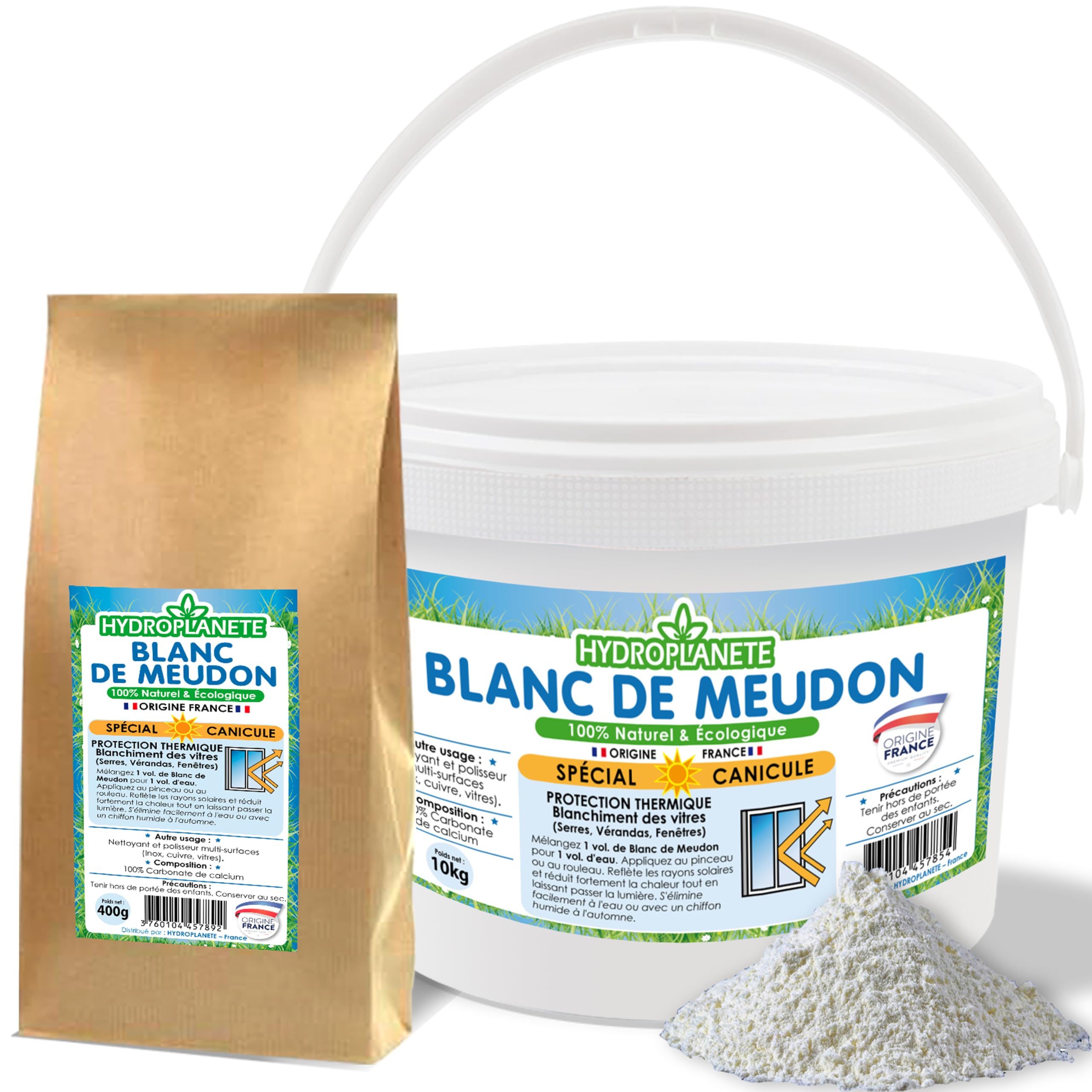 HYDROPLANETE Blanc de Meudon 1 kg 2,5 kg 5 kg 10 kg Hitzeschutz Scheiben
