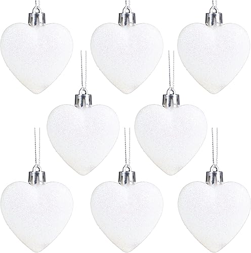 Miniatura 40 de Christmas Concepts® 0.315 x 2.362 in Baby Pink Glitter Corazón en forma de árbol de Navidad Adornos Rosa,