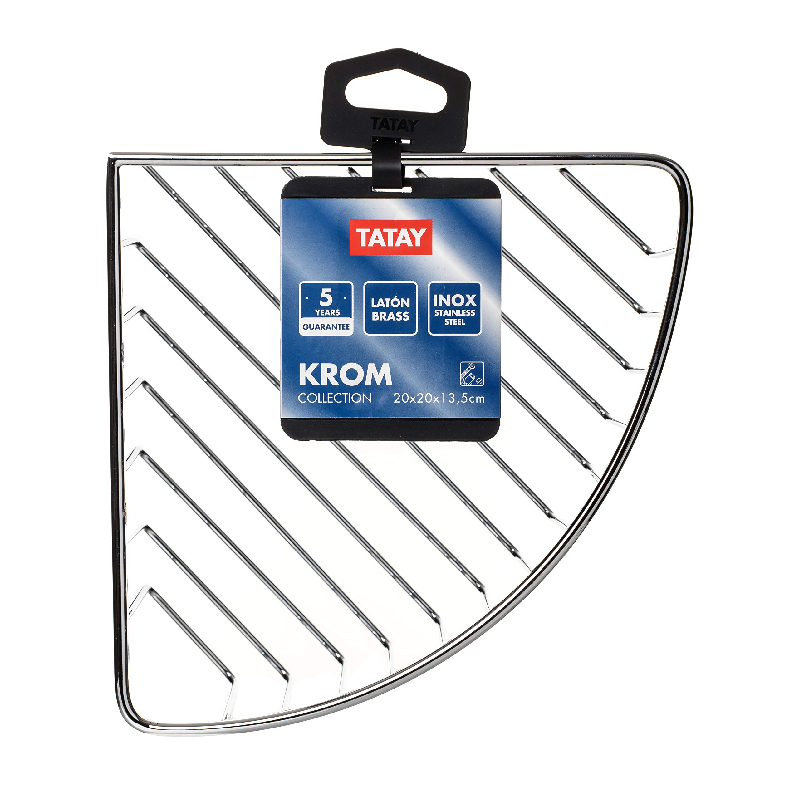 TATAY Mensola Doccia Krom 20x13,5x20 cm Con Viti Design Moderno Funzionale | Mensola Doccia Bagno | Installazione Senza Fori | Supporta 5 kg | Resistente all'Umidità | Ottone Resistente | Design Moderno