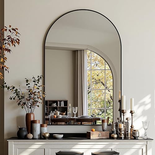 Miniatura 3 de Antok Espejo de baño arqueado, espejo de pared de 24 x 36 pulgadas, espejos de tocador para sobre el fregadero, espejos de baño con marco de