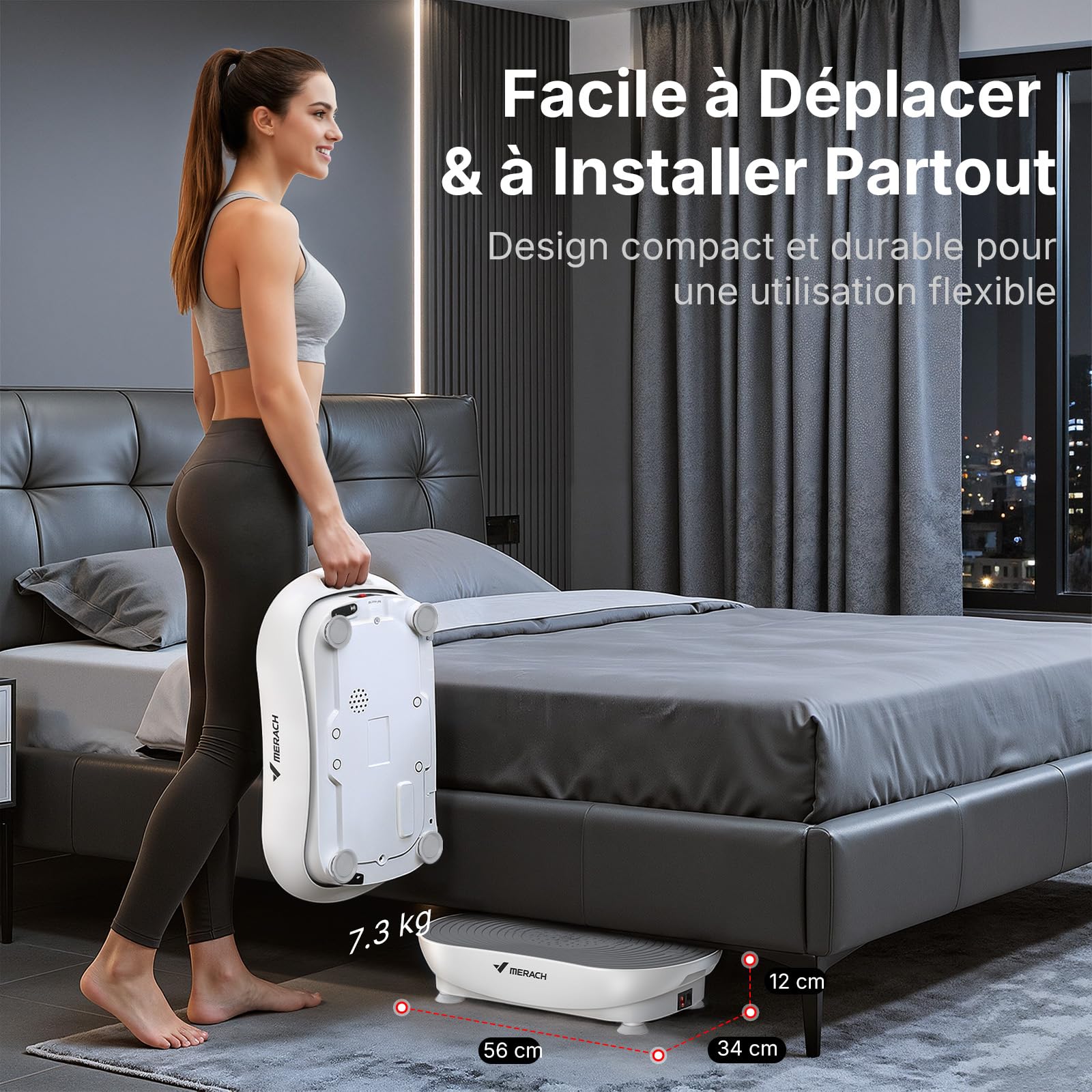 MERACH Plateforme Vibrante avec 99 Niveaux de Vitesse, Haut-Parleur Bluetooth Intégré, Écran Tactile LED