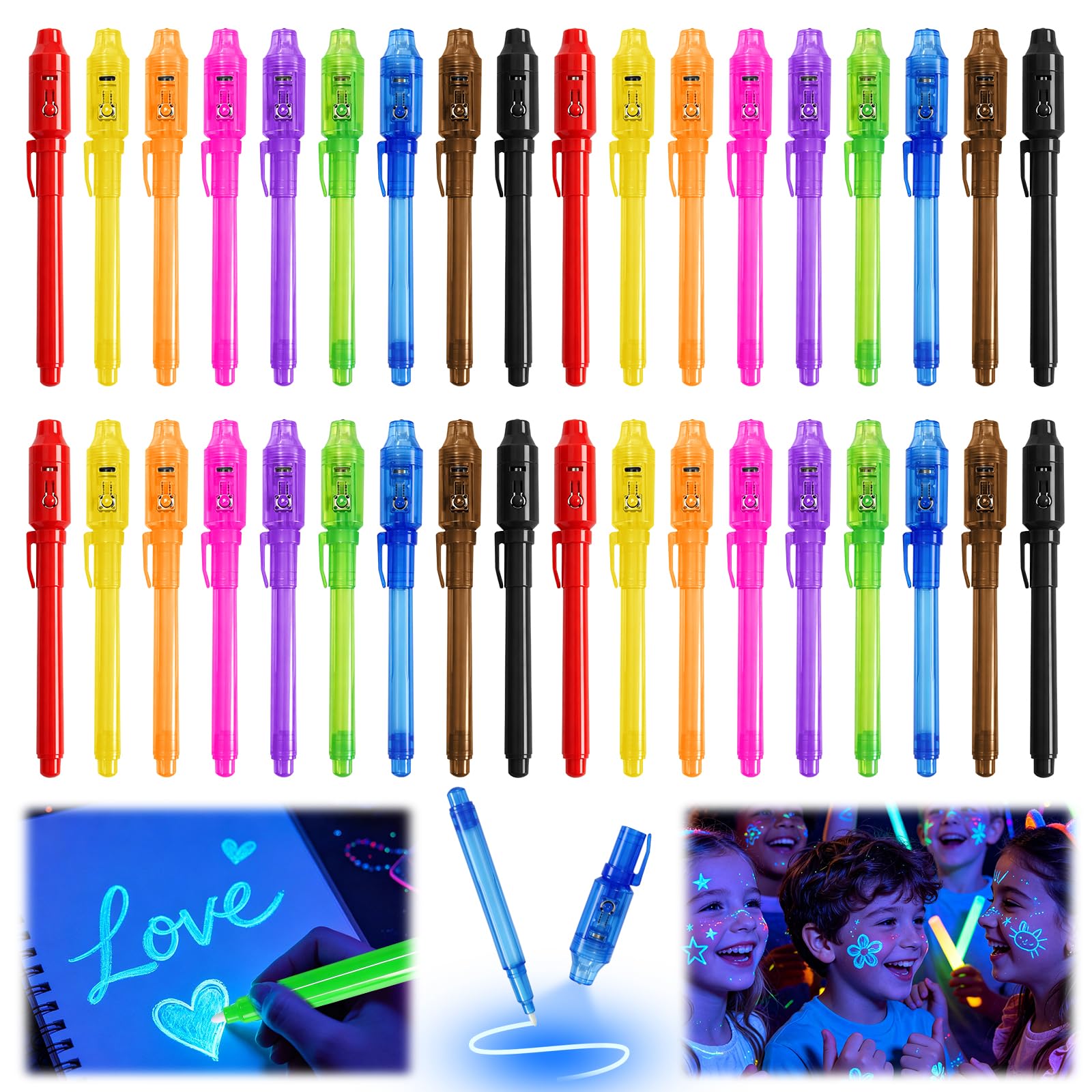 Amazon.com: GUKAZH 36 Pack Invisible Ink Pen with UV Light, Party