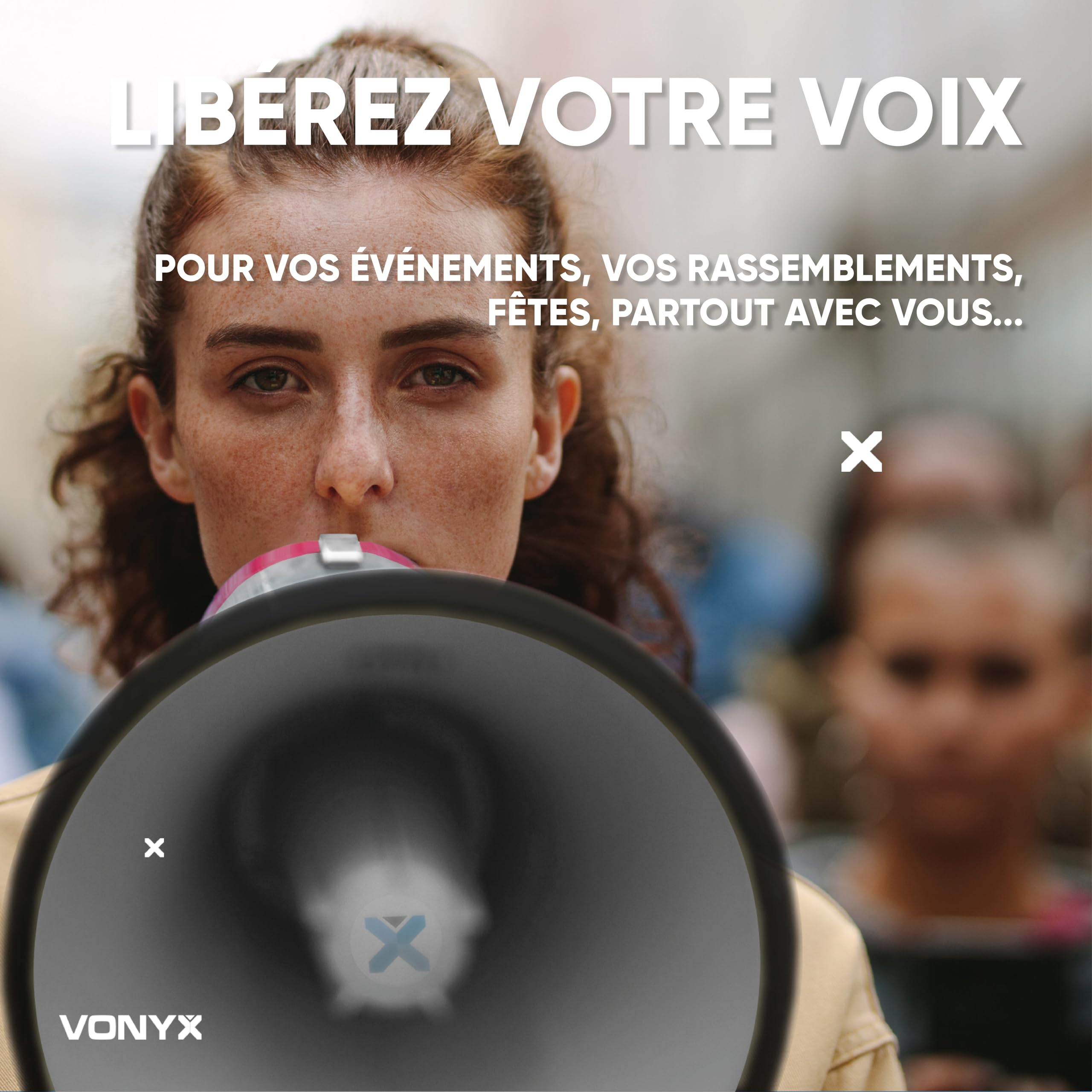 VONYX MEG065 Kit Mégaphone Professionnel 65W - avec Sac de Transport, 2 Batteries Lithium-ION Rechargeables, Idéal pour Les Déplacements en Manifestations ou Matchs
