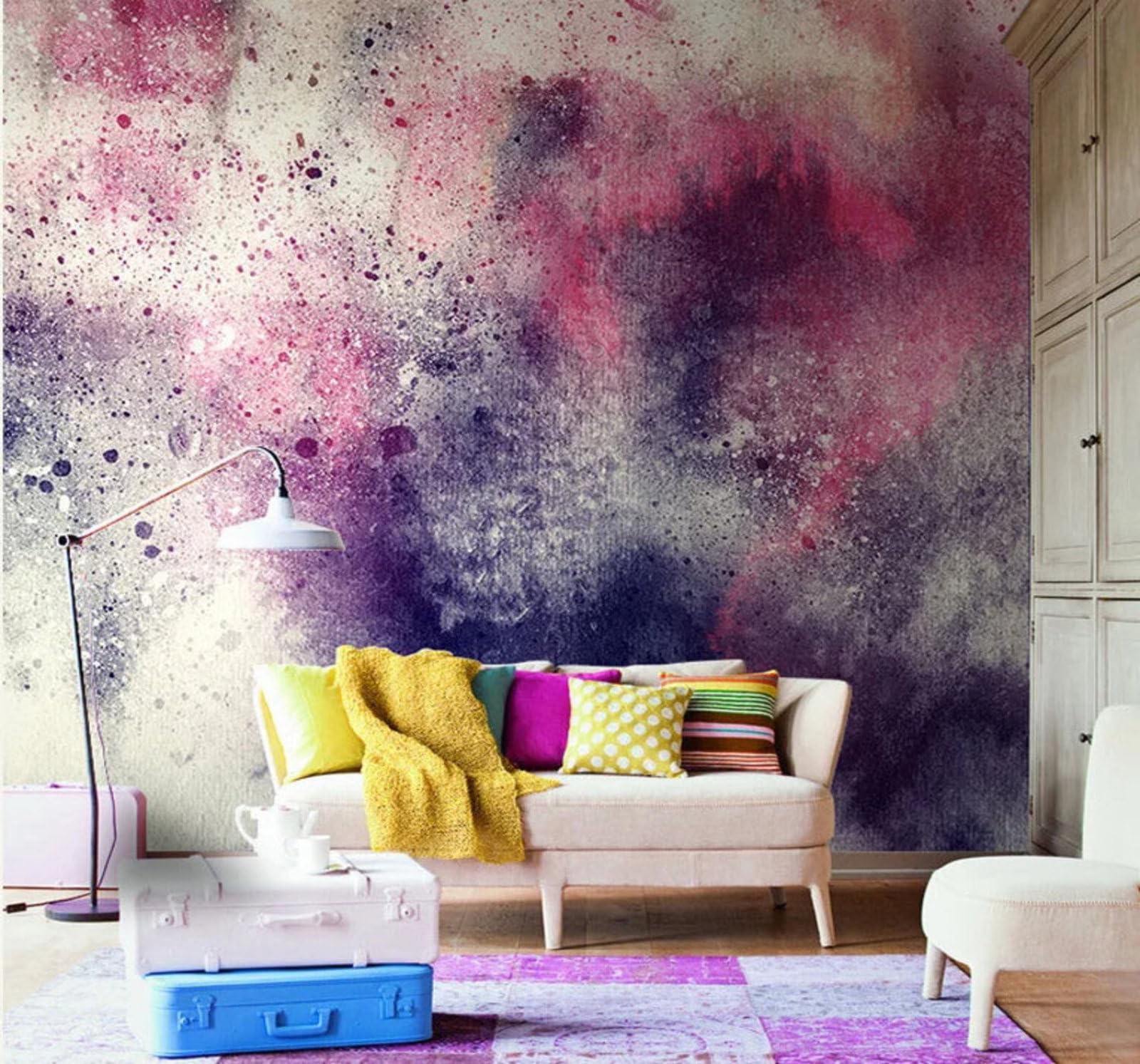 Abstract Colourful Ink Wash Graffiti Unique 3D Wallpaper Easy Install Feature Office Living Room Sofa Bedroom TV Background Wall Decoration-250cm×170cm