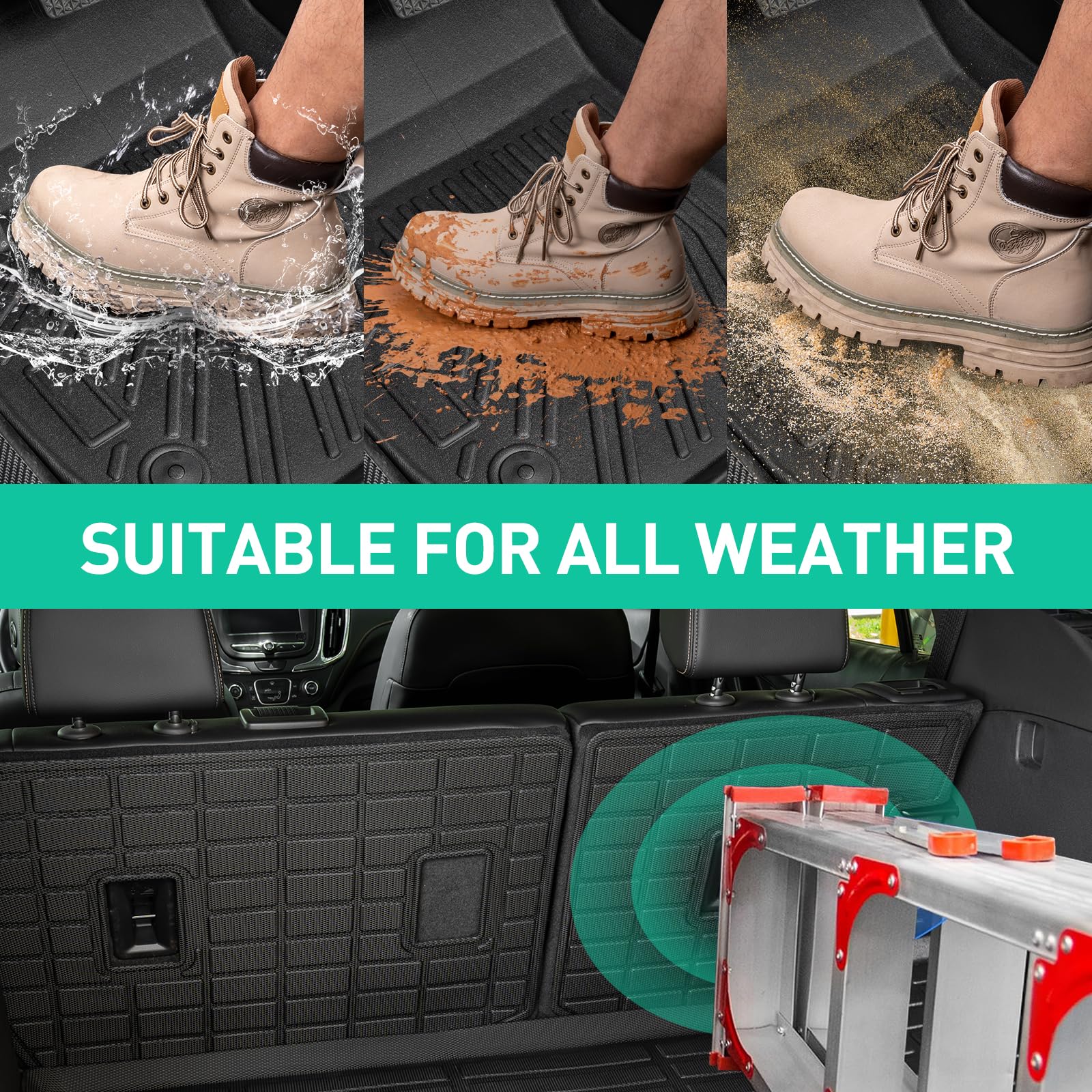 Car Floor Mats for Chevy Equinox for Gmc Terrain 2018 2019 2020 2021 2022 2023 2024 All Weather — view 9