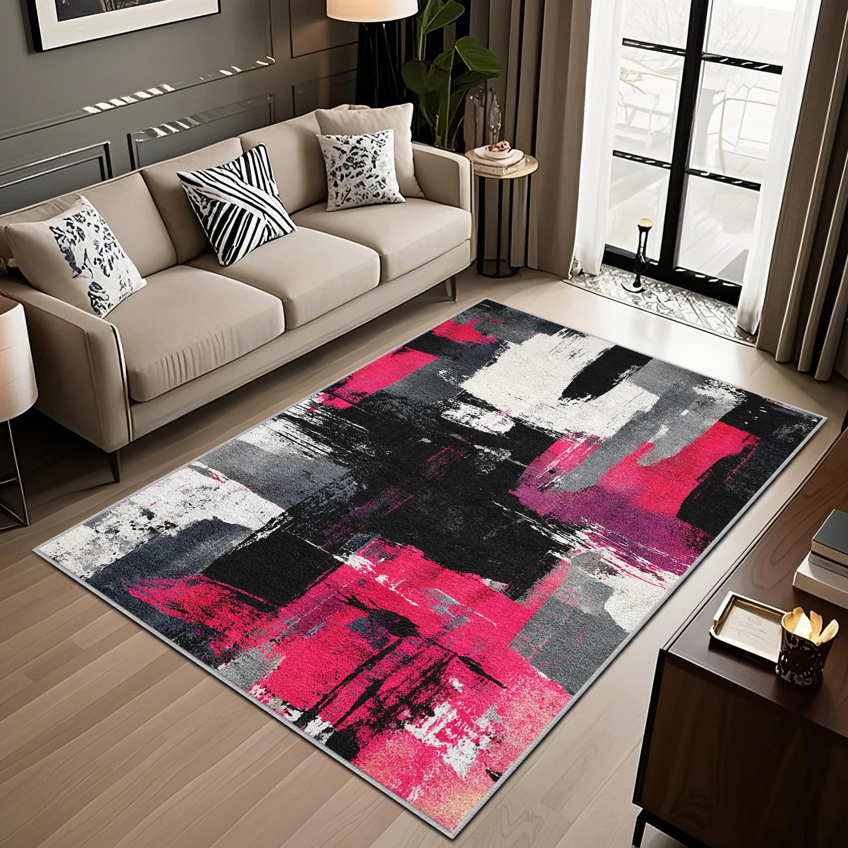 Générique Lune Soleil Tapis 60x90 - Motif Vague désert Bohème Tapis à Poils Courts Doux Antidérapant - Lavable en Machine - pour Salon Chambre à Coucher Cuisine Salle à Manger Gabjk83