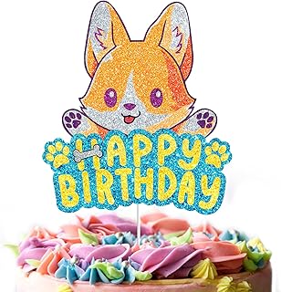 Kawaii Corgi With Cake Topper Cute CorgiÂ Happy Birthday GlitterÂ Party DecorationÂ petÂ Theme Cake TopperÂ DecorationÂ Supplies