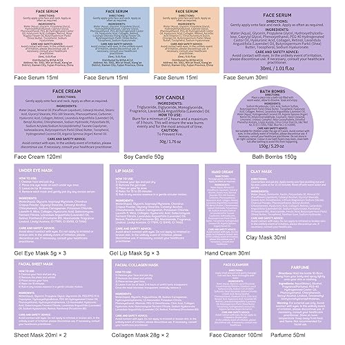 Miniatura 9 de Regalos de Navidad para mujeres, juego de 33 piezas de regalo de spa y baño, máscara facial para el cuidado de la piel, máscara de hidrogel, brillo