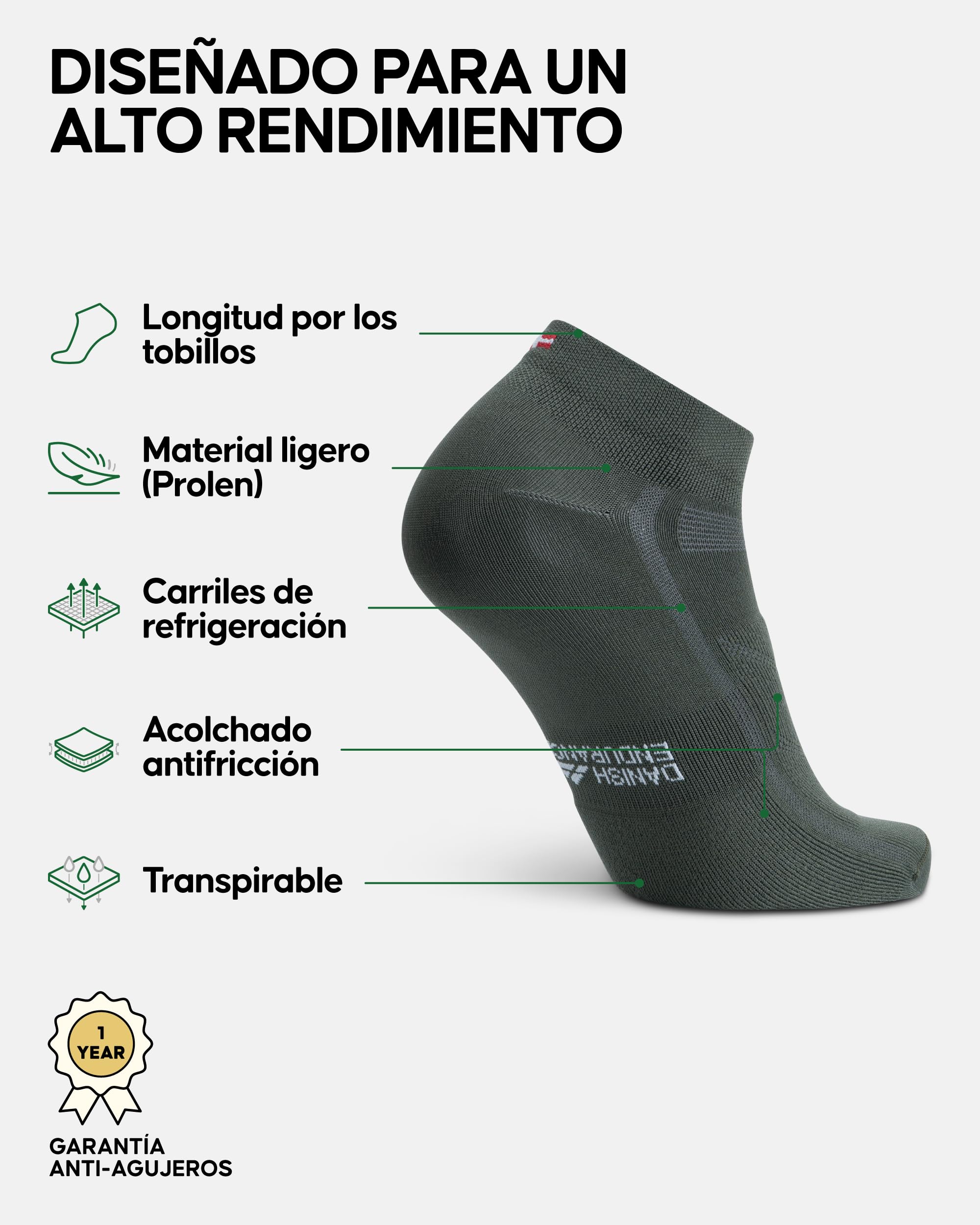 DANISH ENDURANCE Calcetines de Ciclismo Bajos, Acolchados y Transpirables, Hombres y Mujeres, 3 Pack