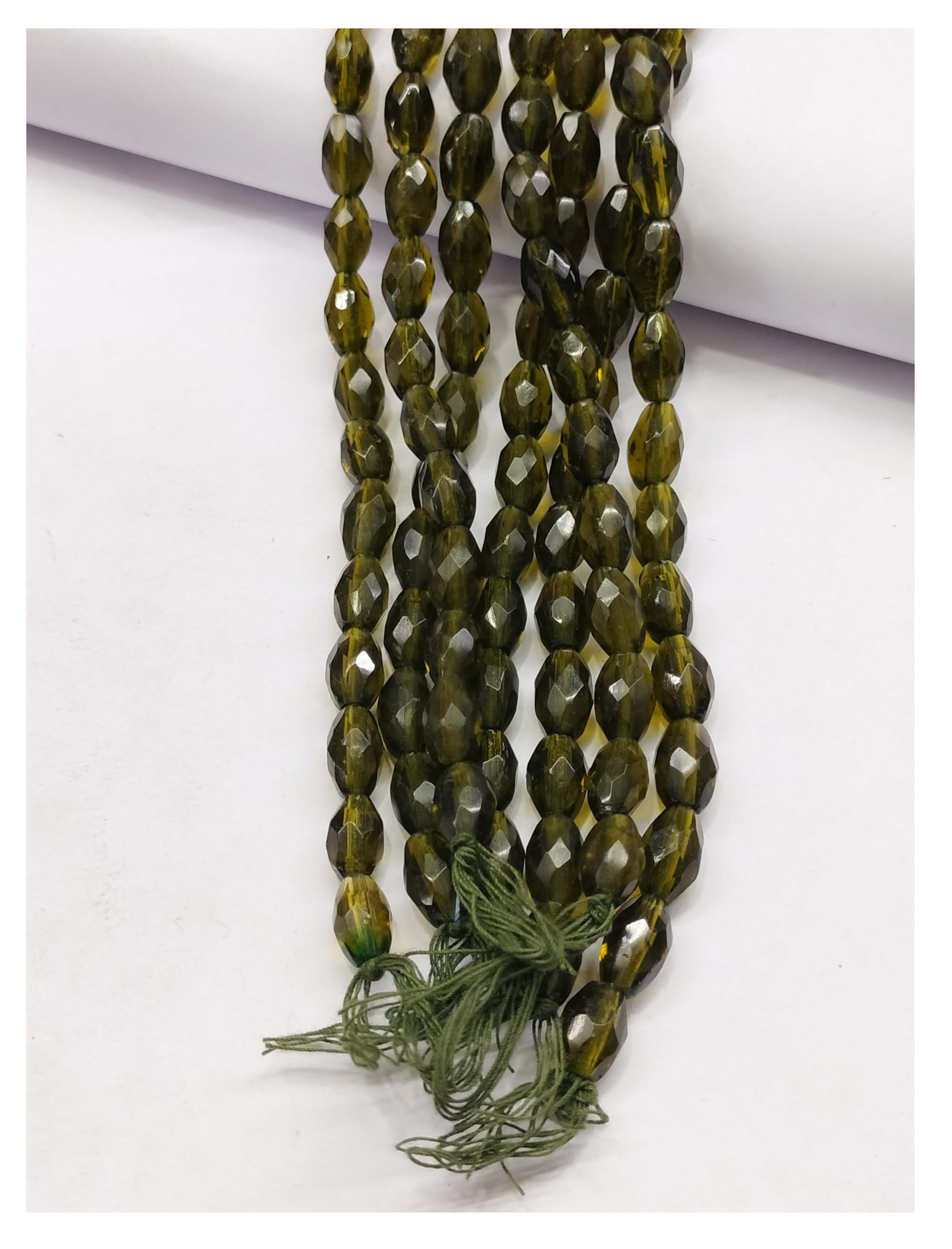 Jaipri 10X5mm 1 Line Cutting Glass Material Mehndi Green Color Oval Shape Beads for Jewellery Making kit Art & Crafts Materials for Necklace Bracelet Earring Making Materials (25+ Piece Each Line)-image-40