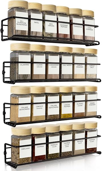 ZICOTO Wall Mount Spice Rack Organizer Set of 4