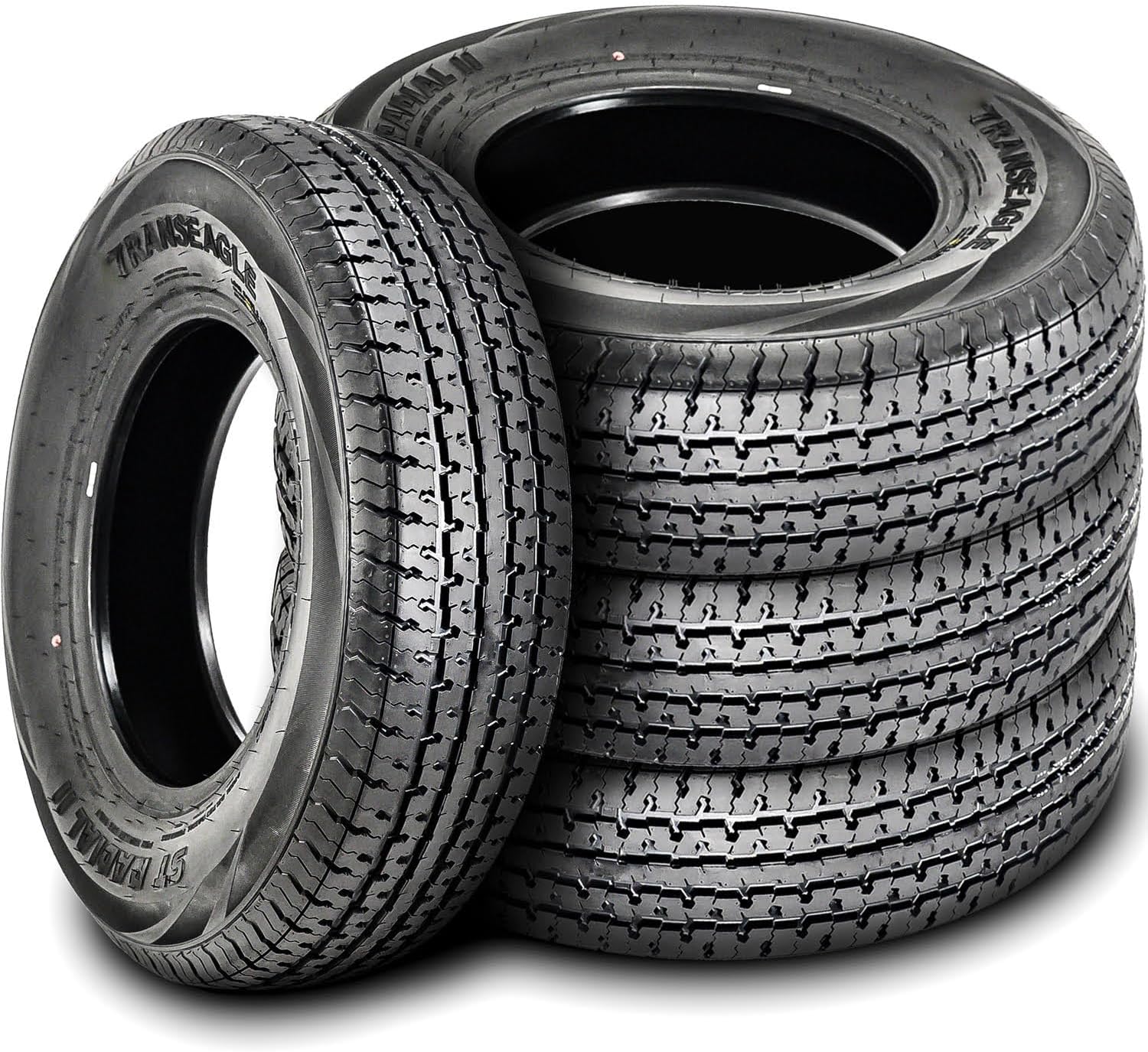 Set of 4 (FOUR) Transeagle ST Radial II Premium Trailer Radial Tires-ST225/75R15 225/75/15 225/75-15 117/112L Load Range E LRE 10-Ply BSW Black Side Wall
