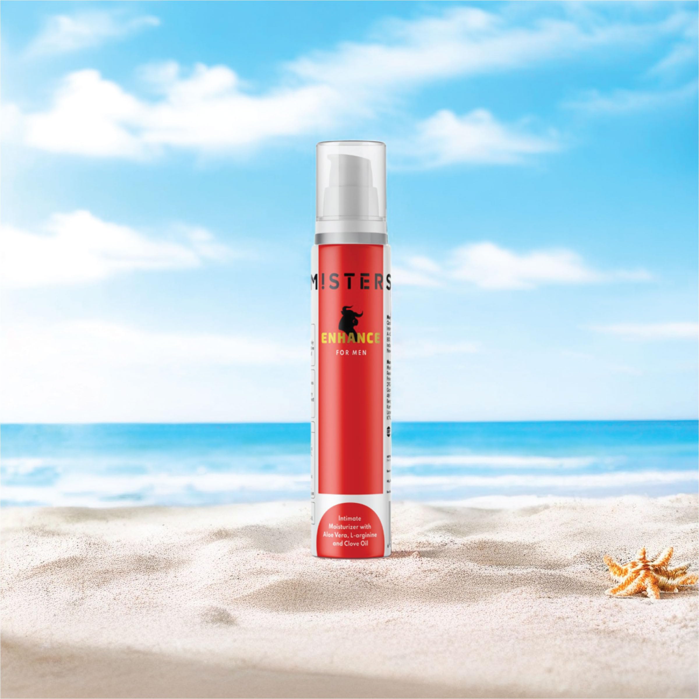 Misters Enhance Intimate Moisturizer Cream with Aloe Vera & L-arginine and Clove Oil for Men - 50g