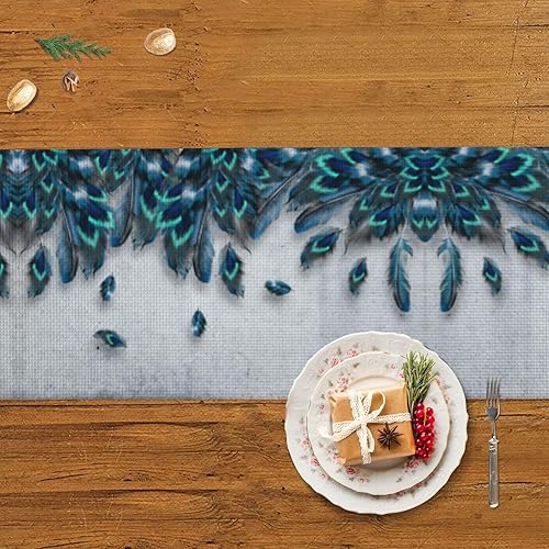 Miniatura 5 de Camino de mesa de Navidad con plumas de pavo real, decoración de mesa de comedor, decoración de Navidad, decoración de interiores del hogar, caminos