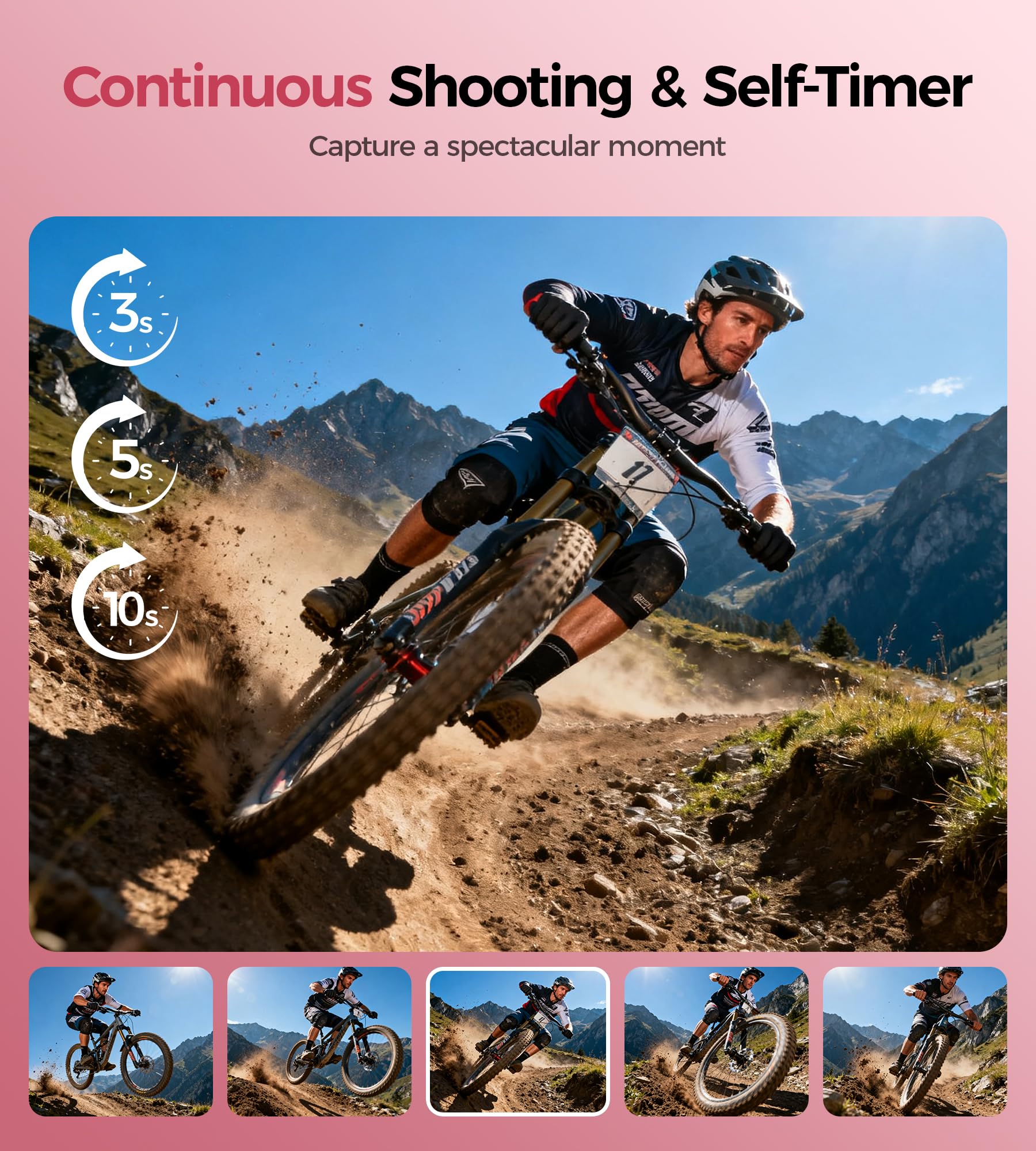 Appareil Photo Numérique 4K Digital: 64MP Appareil Photo Compact pour Vidéo avec Écran 3" Abattable 180° Digital Camera Zoom 16X pour Enfants Débutants Adultes Étudiants Rose(Carte SD Non Fournie)