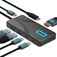 SABRENT USB C Hub 5-in-1 Docking Station, 10Gbps USB-A &amp; USB-C Ports, 4K HDMI Output, 100W PD Input, 80W Charging, Aluminum USB Hub for Laptops/Phones/Tablets &ndash; HDR/HDCP (HB-TG5P)