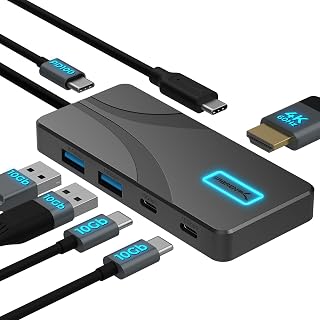 SABRENT 5-in-1 USB-C Hub, 10Gbps, 4K HDMI, 80W Laptop Charging (HB-TG5P) - Amazon product rated Grade A