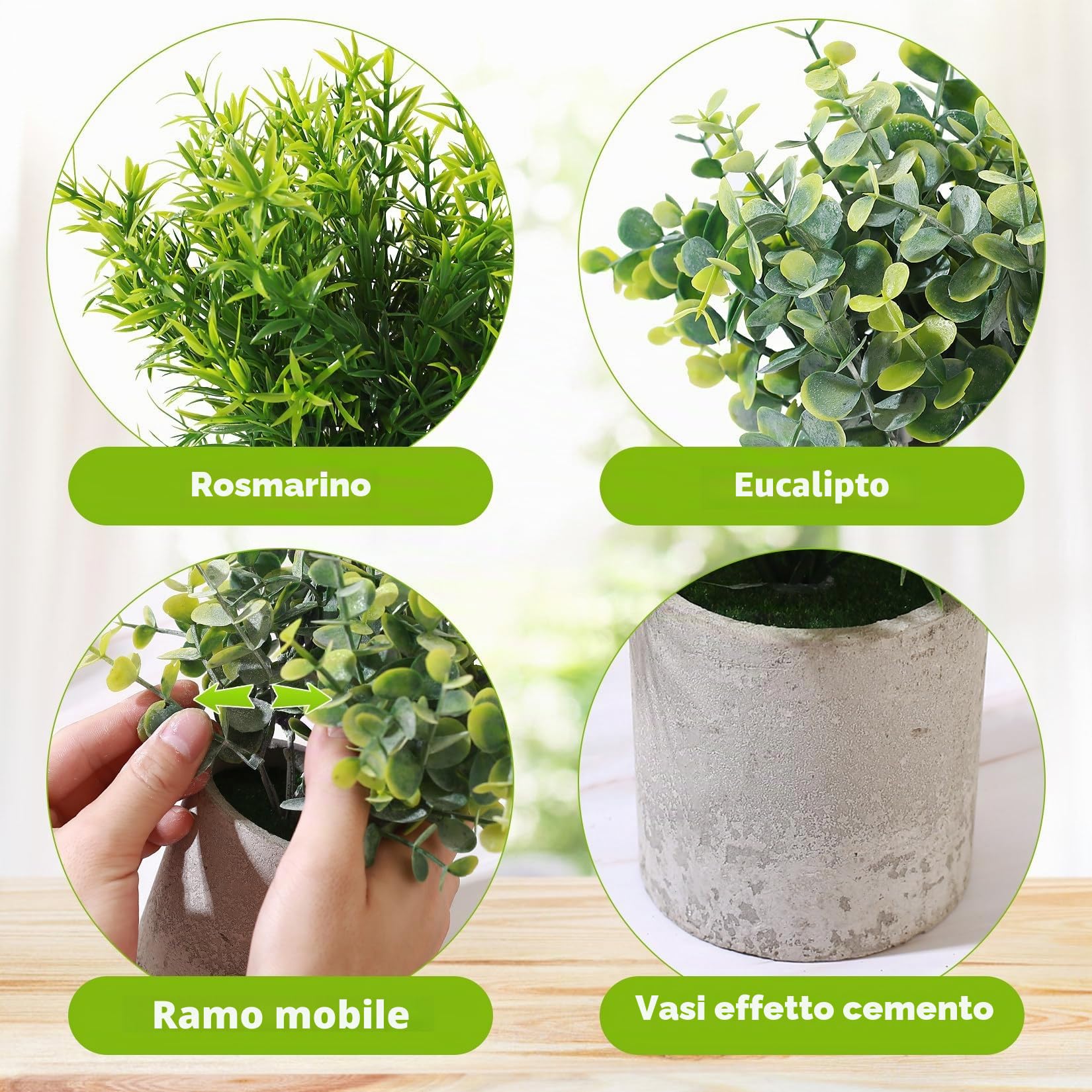 5 Pezzi Piante Finte da Interno, Pianta Finta da Interno, Piccole Piante Artificiali in Vaso, Pianta Finte Serpentine Succulente per Interni, Ufficio, Scrivania, Casa, Camera da Letto, Decorazione