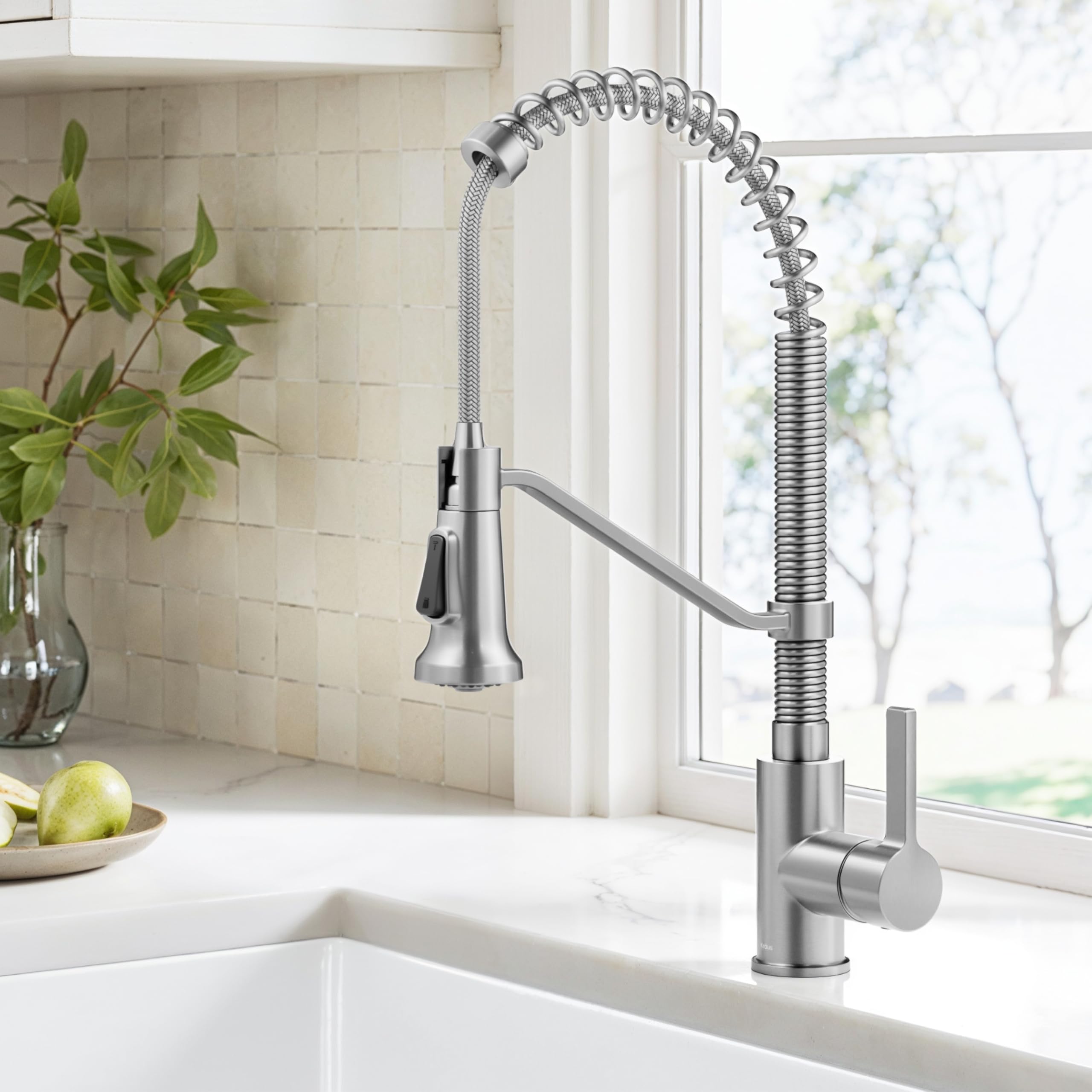 Britt Commercial Style 2-Function Single Handle Pull Down Kitchen Faucet in Spot-Free Stainless Steel, KPF-1693SFS
