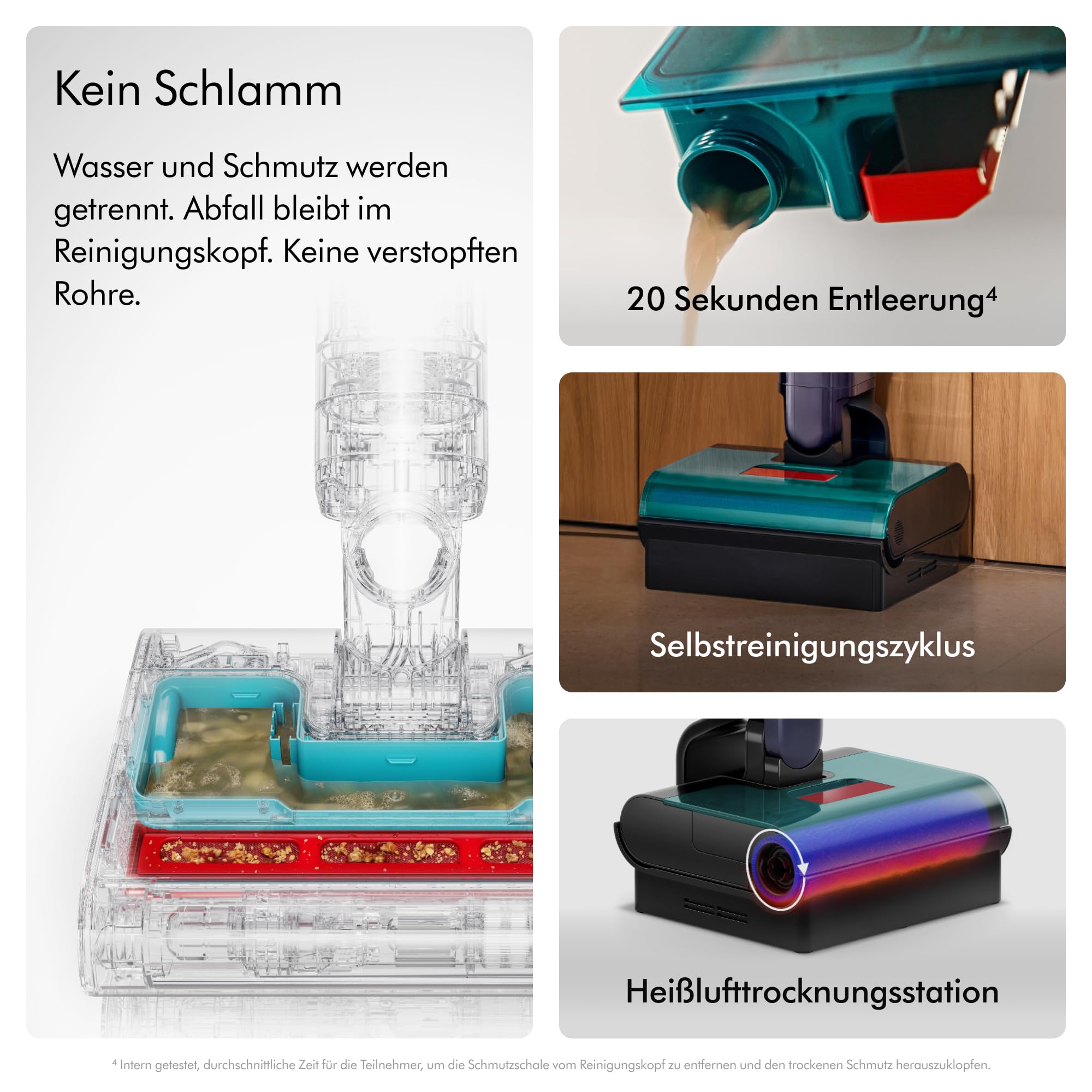 Dyson Clean+Wash Hygiene Nass‑ & Trockenreiniger 2‑in‑1 Hartbodenreiniger, entfernt nasse & trockene Verschmutzungen, Haarentwirrungstechnologie, selbstreinigende Walze ohne Filter
