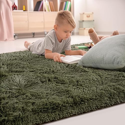Vista 125 de Pacapet Alfombras esponjosas, alfombras peludas de felpa beige para sala de estar, dormitorio, alfombra mullida para habitación de los niños