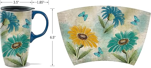 Miniatura 8 de Topadorn Taza de cerámica del café de la taza del viaje de la taza de té del latte de la porcelana con la tapa 17