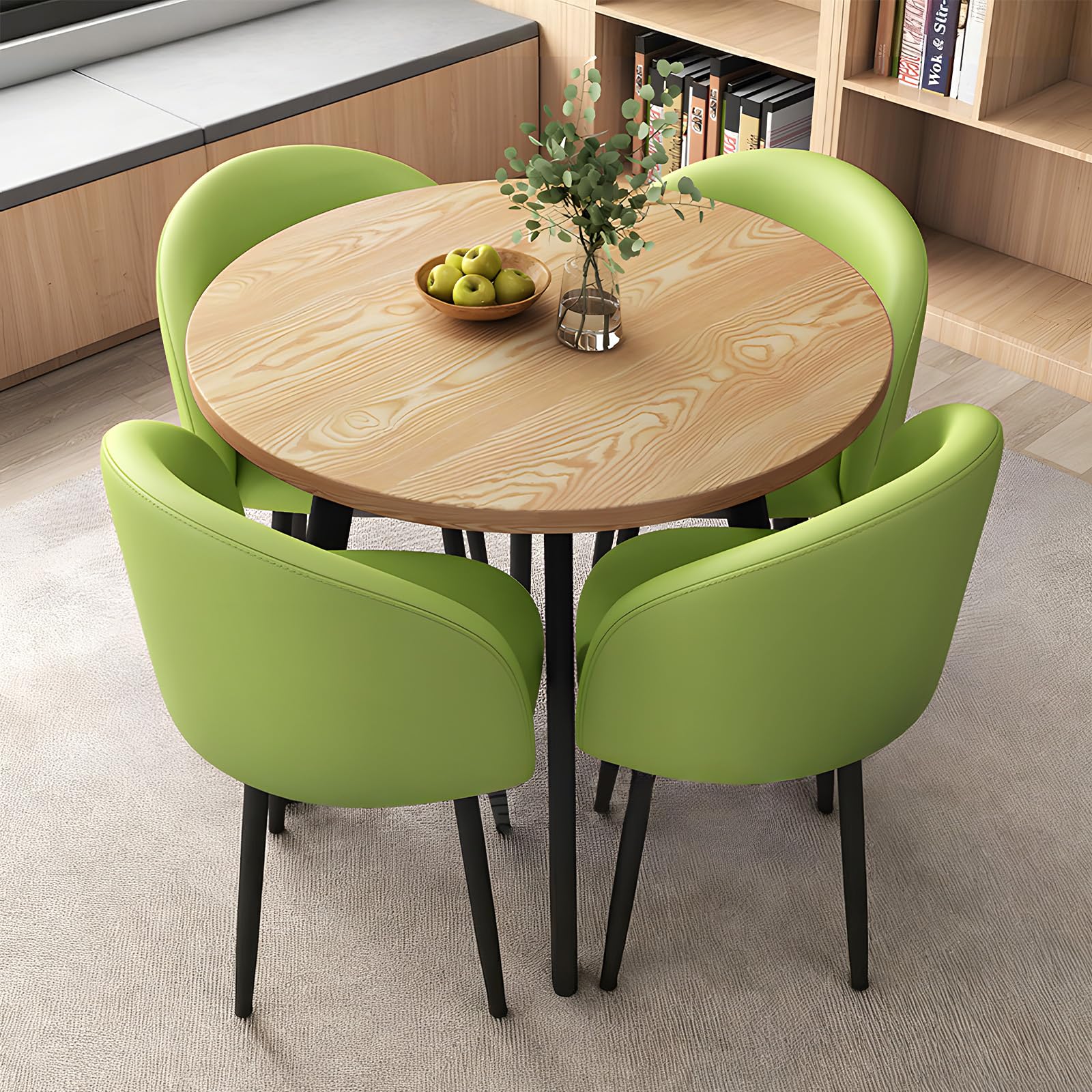 ASerZenith Modern Dining Table Set With 4 Upholstered Chairs, Kitchen Office Cafe Lounge Living Room Coffee Table By,P-007-27.6 In