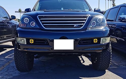 Miniatura 7 de iJDMTOY Kit de luz antiniebla LED amarilla de forma redonda compatible con Lexus GX470 2003-2009, incluye (2) cubos LED de alta potencia de lente