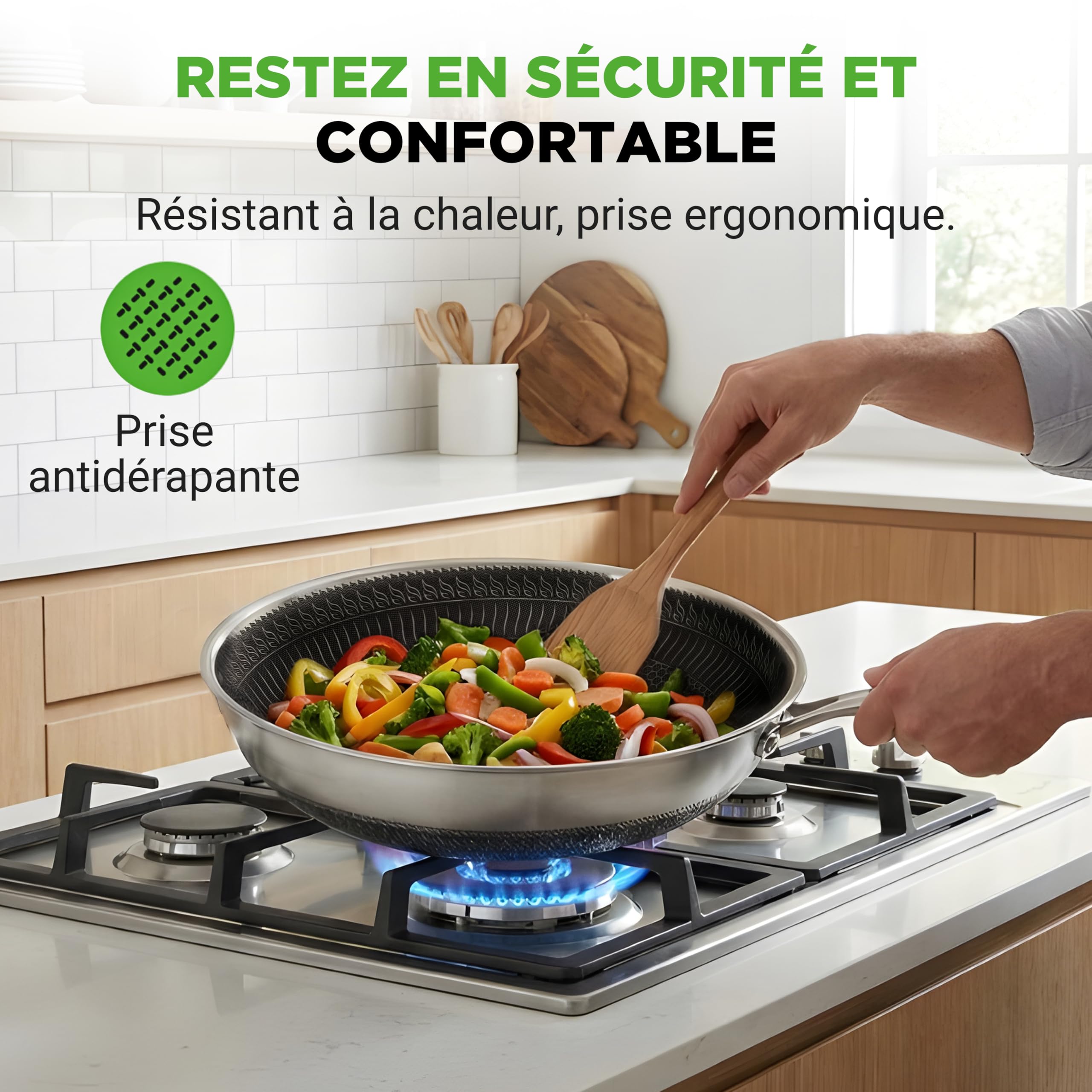 NutriChef Batterie de Cuisine Inox Triply 8 Pièces – Casseroles et Poêles avec Revêtement Antiadhésif, Pour Tous Feux Dont Induction, Marmite, Casserole, Poêle