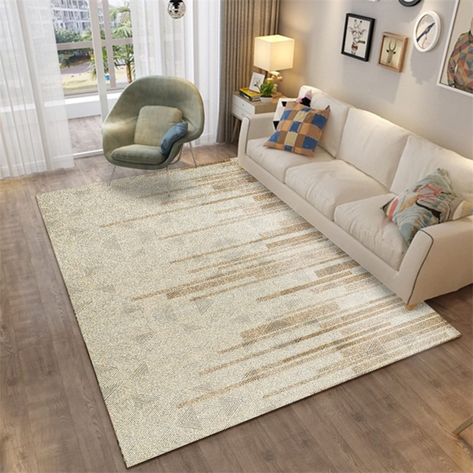 Tapis de sol pour salon et chambre style nordique géométrique doux