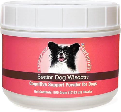 Herbsmith Senior Dog Wisdom  Suplemento de demencia para perros  DHA para la salud cerebral del perro mayor  Suplemento para perros mayores  17.64 oz