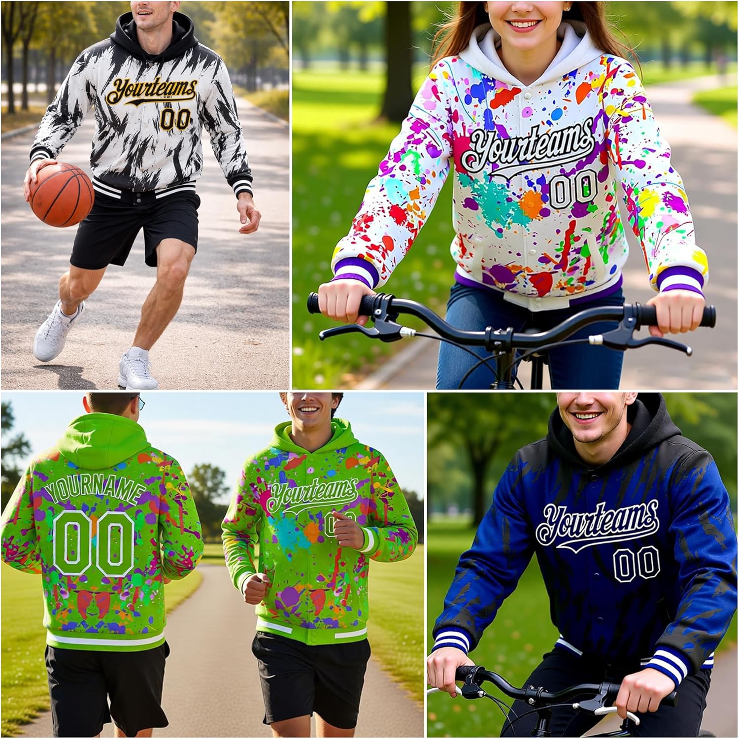 Custom Hooded Sports Jackets Men Women Youth, Personalized Letterman Bomber Baseball Jacket Stitched Name Logo Number - Image 2