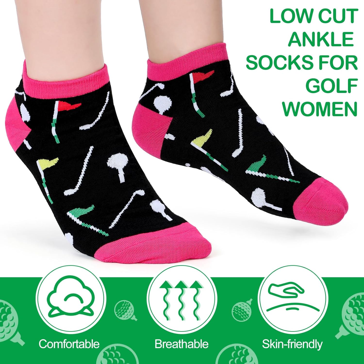 10 Pairs Novelty Women Golf Socks Athletic Low Cut Golf No Show Sock for Female Golfers Birthday Valentine's Day Girlfriend Gifts - Image 2
