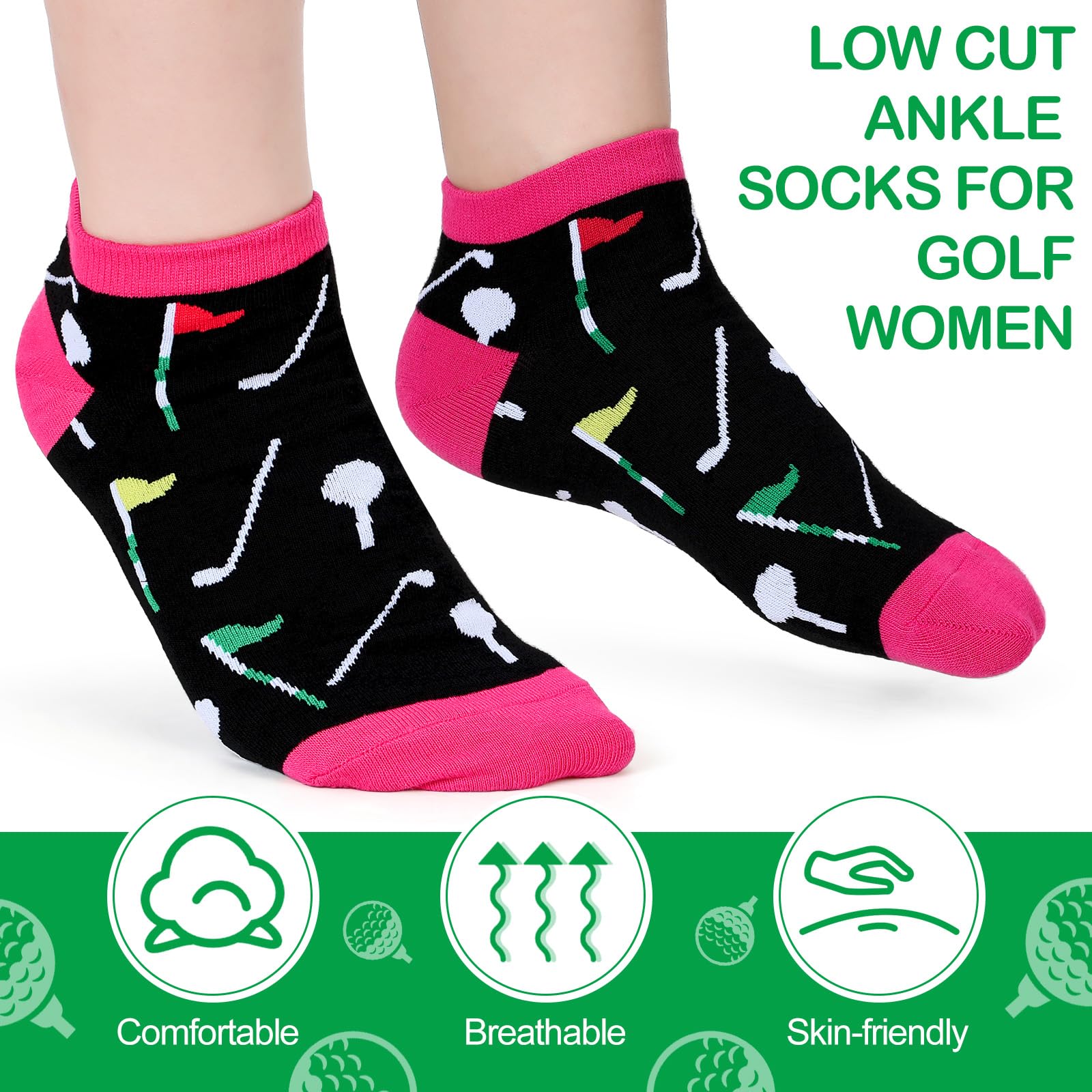 10 pares de calcetines de golf de verano novedosos atléticos de corte bajo para golf, calcetines invisibles para golfistas, regalo para hombres y mujeres, día del padre