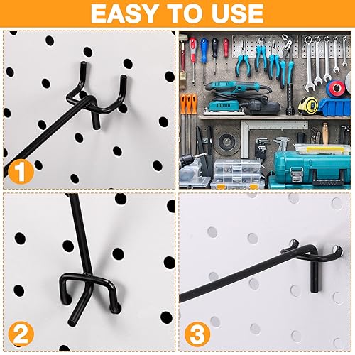 Miniatura 30 de Shimeyao 100 ganchos de acero inoxidable para colgar para tablero, ganchos de exhibición de pared a granel para accesorios organizadores de Negro