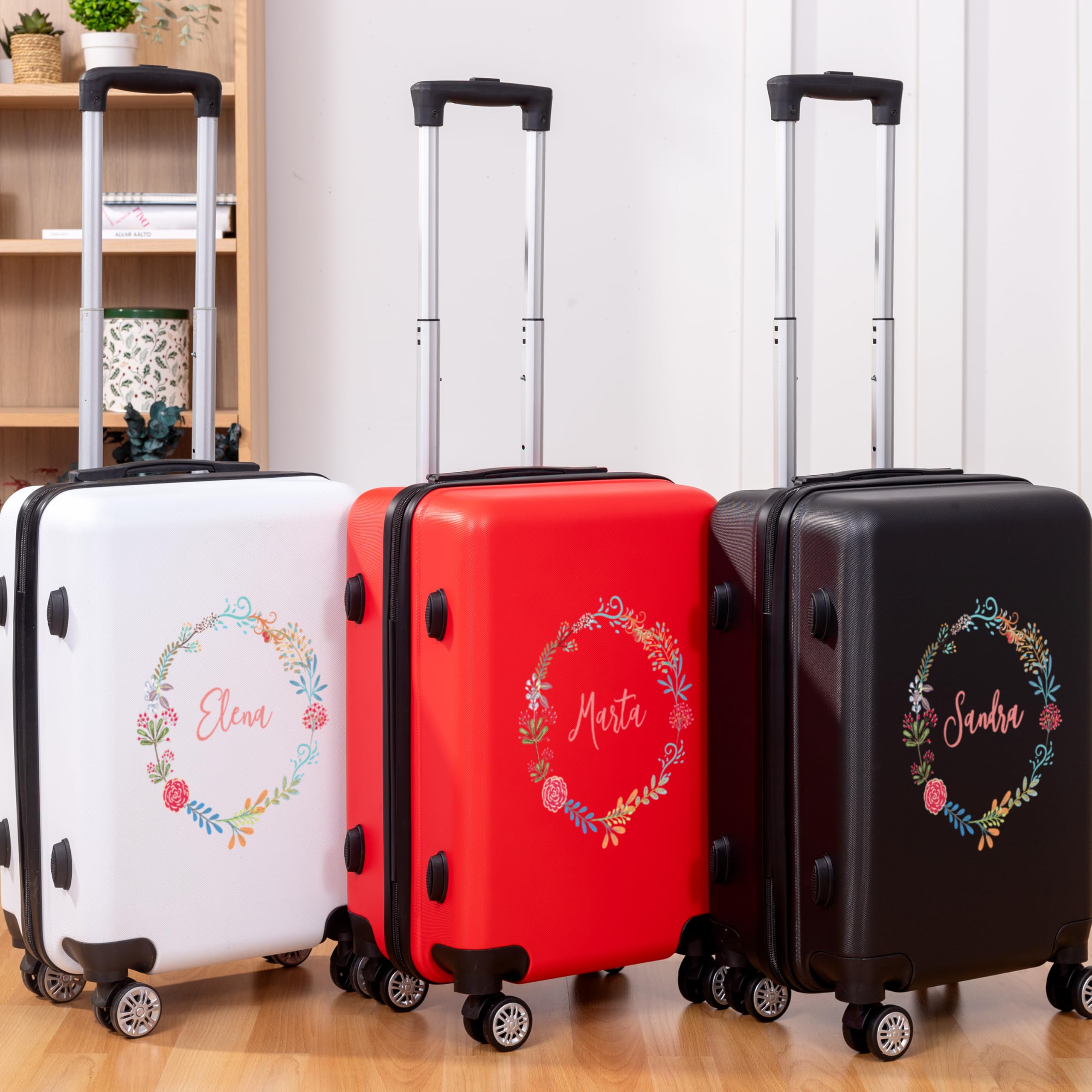 Maleta de Cabina Personalizada con Nombre | Equipaje de Mano 55 x 35 x 20 cm, 4 Ruedas Giratorias, Trolley Rígido ABS, Para Viajes, Vacaciones y Escapadas
