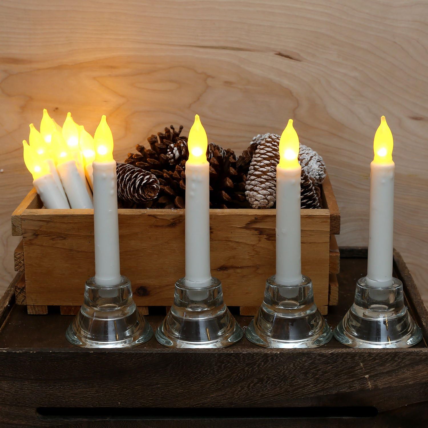 Flameless Taper LED Candles by LampLust | Ivory Drip Finished, 6" Candlesticks, Made of Wax | Batteries Included | Pack of 12