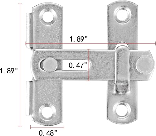 Miniatura 2 de INIRET Paquete de 4 pestillos de puerta de granero, 1.89 x 1.89 pulgadas, níquel cepillado, acero inoxidable, puerta de granero, cierre de puerta