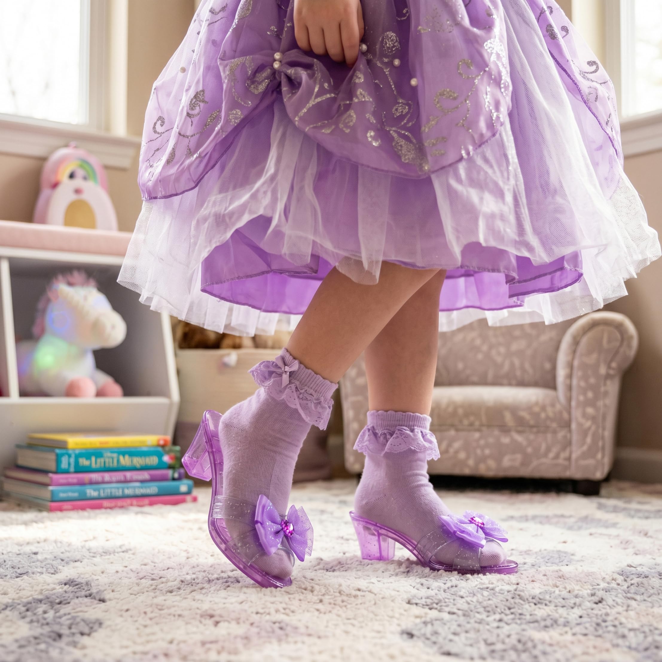 3 Pares de Tacones de Princesa para niñas pequeñas, Zapatos de Vestir Brillantes para niños con Lazos para Juegos de simulación