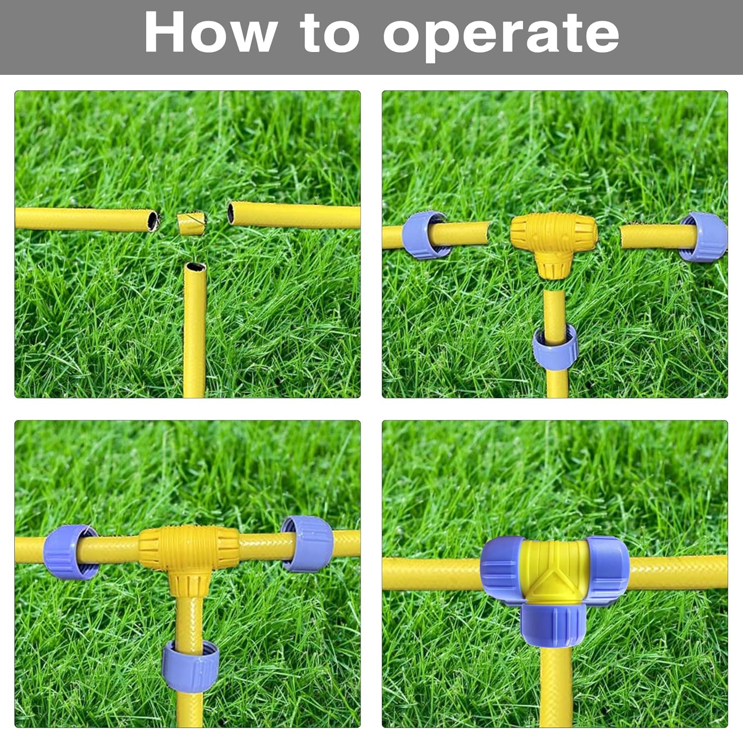 Yeerum 3 Way T Shaped Hose Pipe Connectors, Hose Connectors Quick