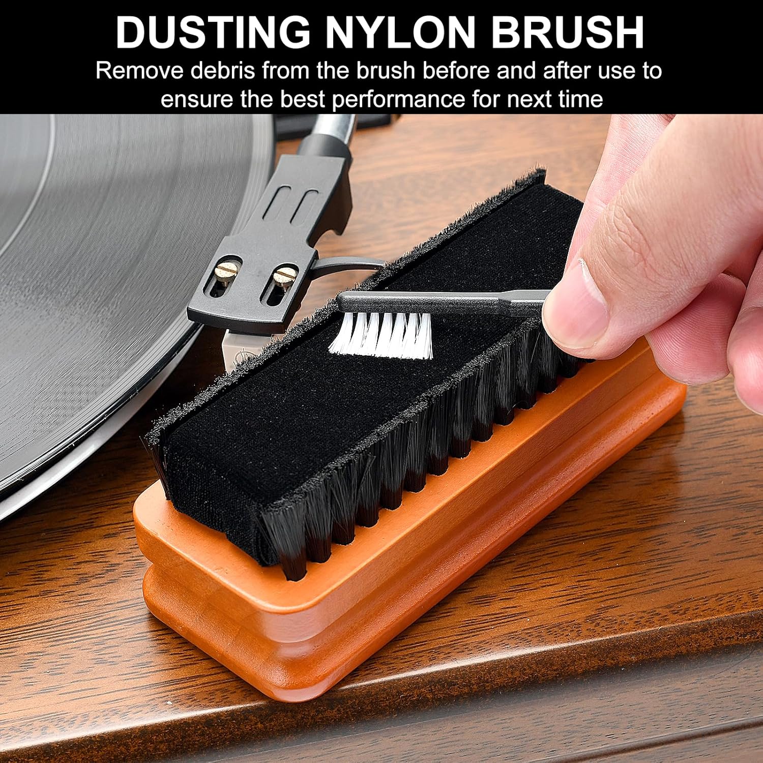 6-in-1 Vinyl Record Cleaning Kit | Vinyl Record Cleaner Kit – Includes 2in1 Velvet Microfiber Brush, Soft Antistatic Nano Fiber Brush, Cleaning Liquid, Duster & Stylus Brush, Storage Box, for Records