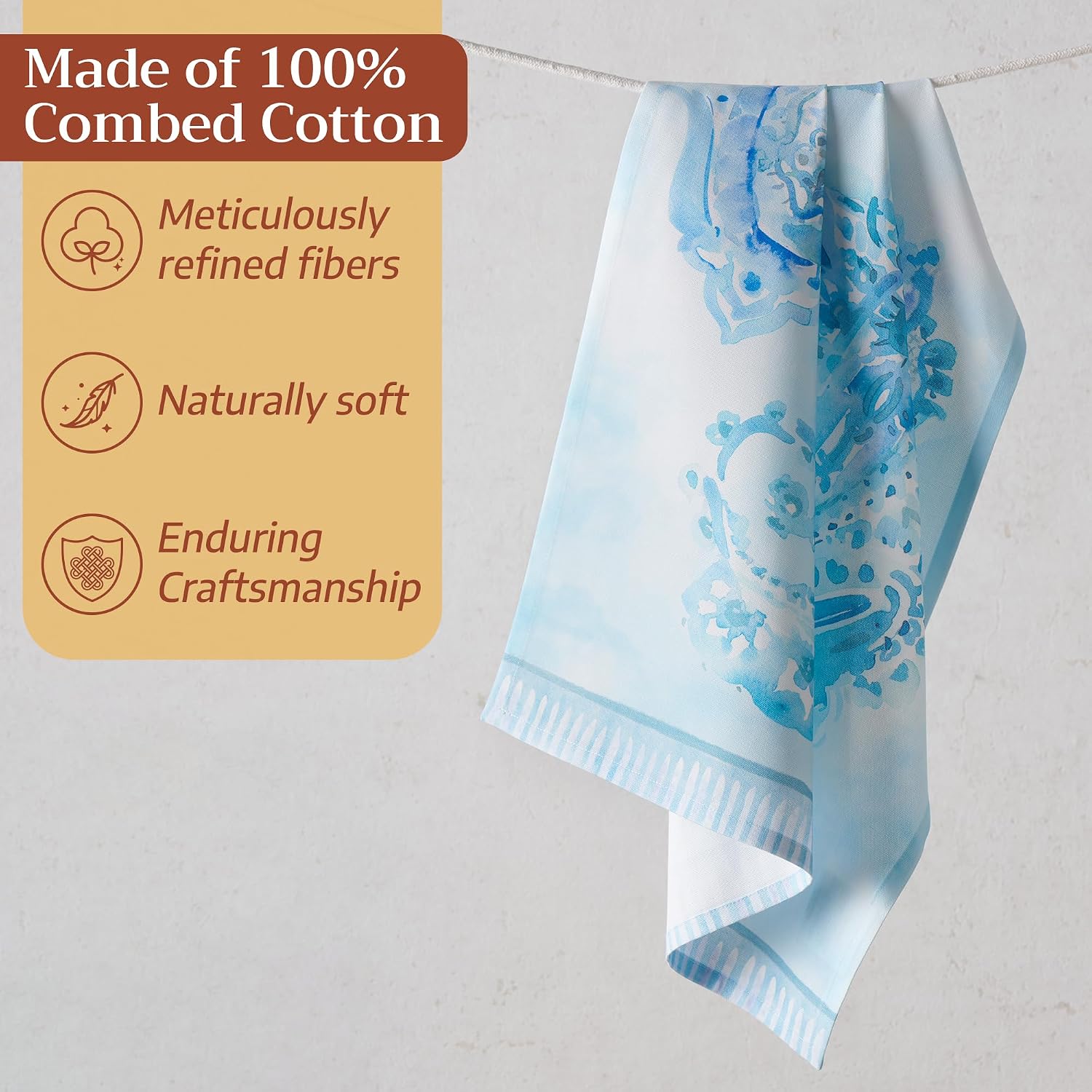 Maison d' Hermine Kitchen Towels Set of 3 100% Combed Cotton 27.50"x20" image 4